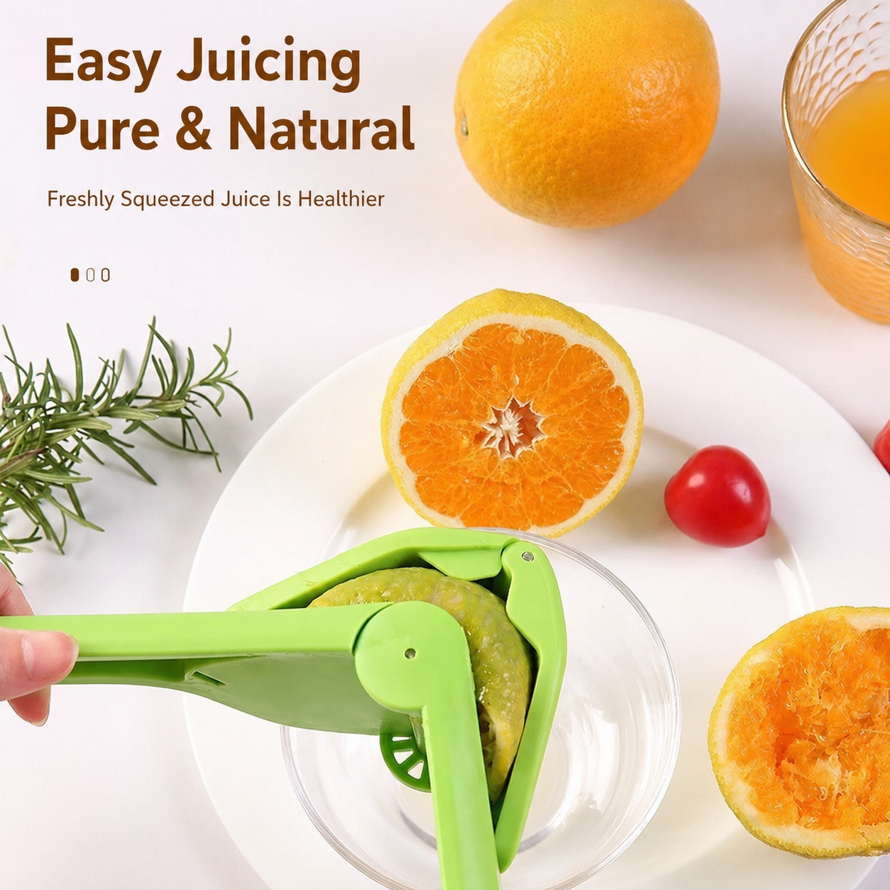 Fresh OJ in 10 Seconds – No Electricity, No Mess, No Regrets. Just Squeeze & Pour. 🍊⚡