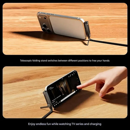 Official Authorized | 2-in-1 Invisible Holder Charger Cable - 240W Fast Charging Cord with Built-In Phone Stand（副本）