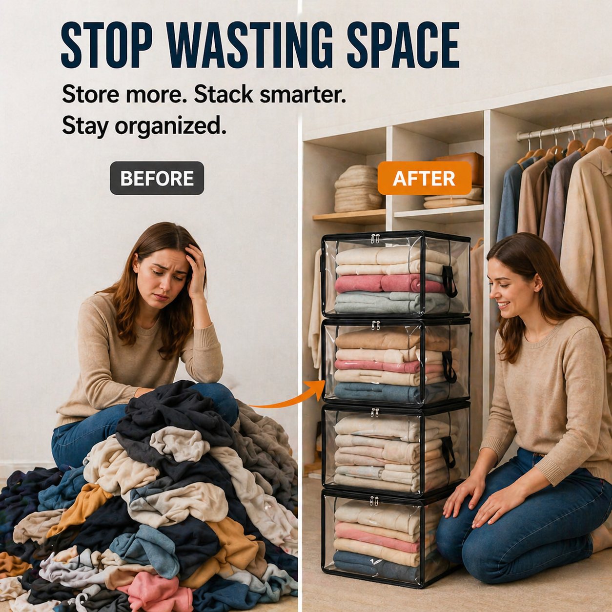 💖LAST DAY 50% OFF ✨📦Lumazilo® Large Heavy-Duty Thick Plastic Clear Storage