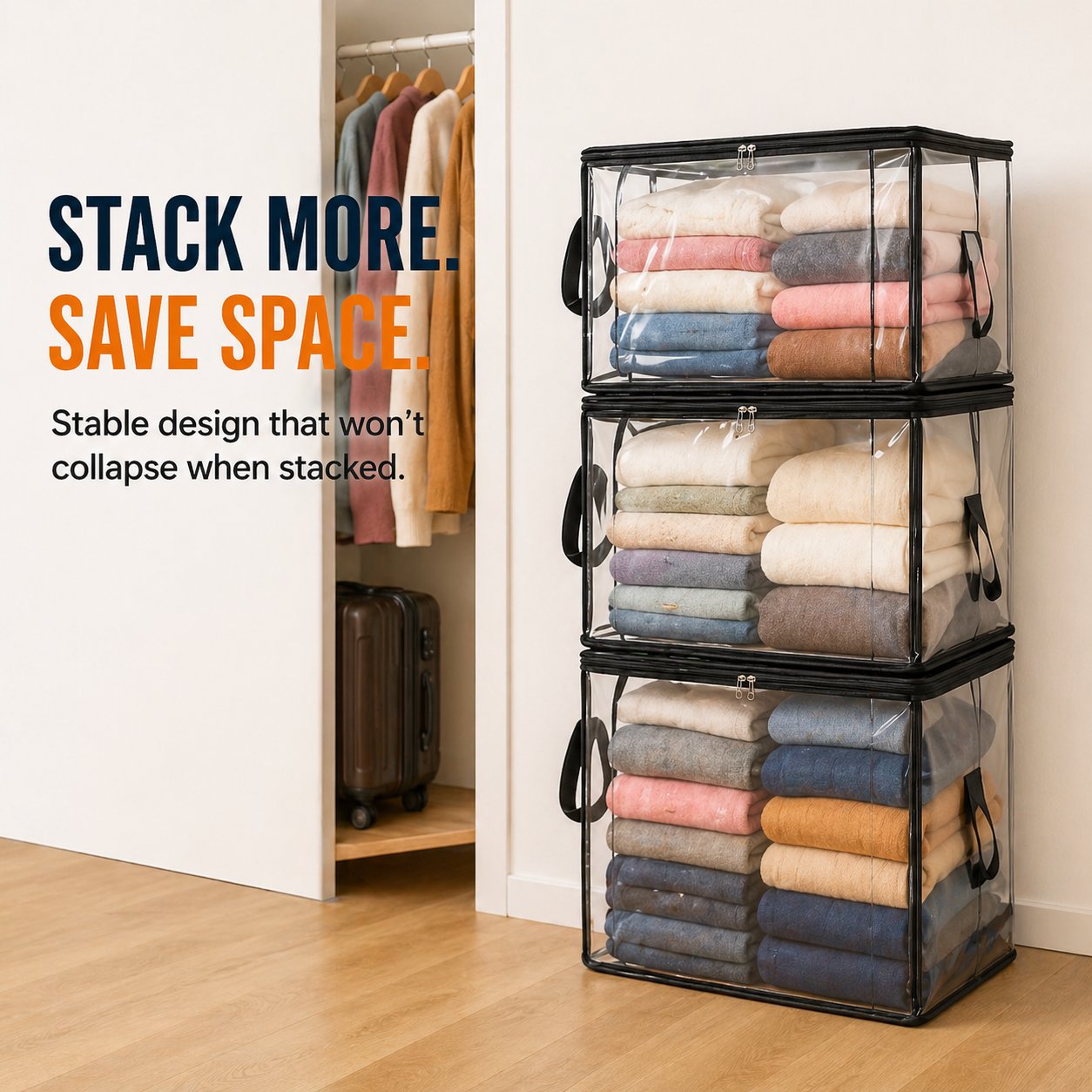 💖LAST DAY 50% OFF ✨📦Lumazilo® Large Heavy-Duty Thick Plastic Clear Storage