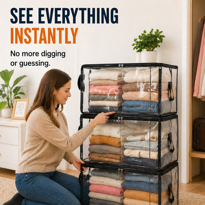 💖LAST DAY 50% OFF ✨📦Lumazilo® Large Heavy-Duty Thick Plastic Clear Storage